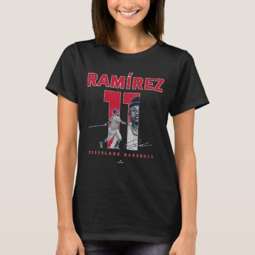 Number and Portrait Jose Ramirez Cleveland MLBPA T_Shirt