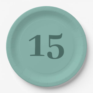 Number Birthday/Anniversary Teal Blue Minimalist Paper Plates