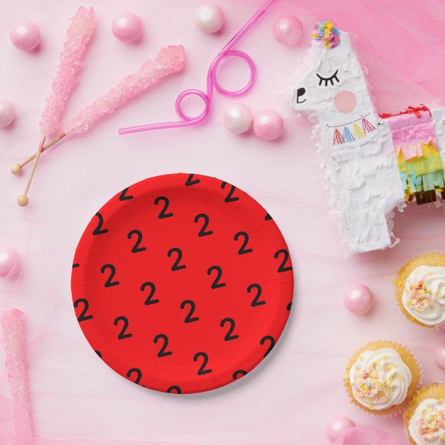 Number Birthday Red Paper Plates (Party)