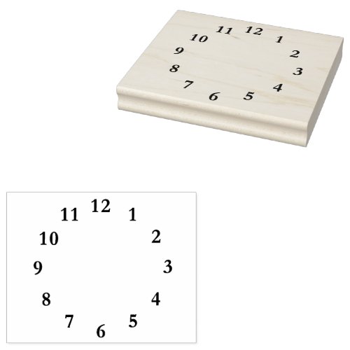 Number Clock Face Rubber Stamp