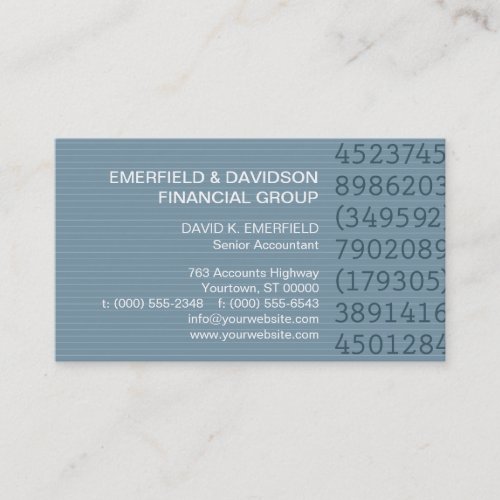 Number Columns Blue Pinstripe Accountant Business Card