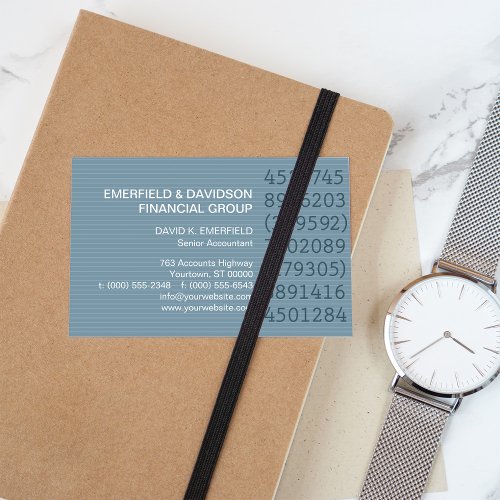 Number Columns Blue Pinstripe Accountant Business Cards