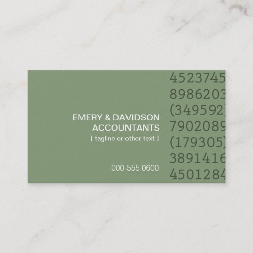 Number Columns Green Accountant Business Card