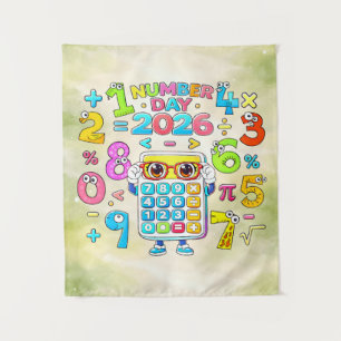 Number Day 2026 Calculator Math Design Tapestry