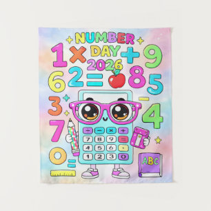 Number Day 2026 Cute Calculator Math Design Tapestry