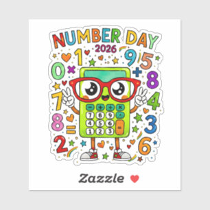 Number Day 2026 Cute Math Sticker for Kids