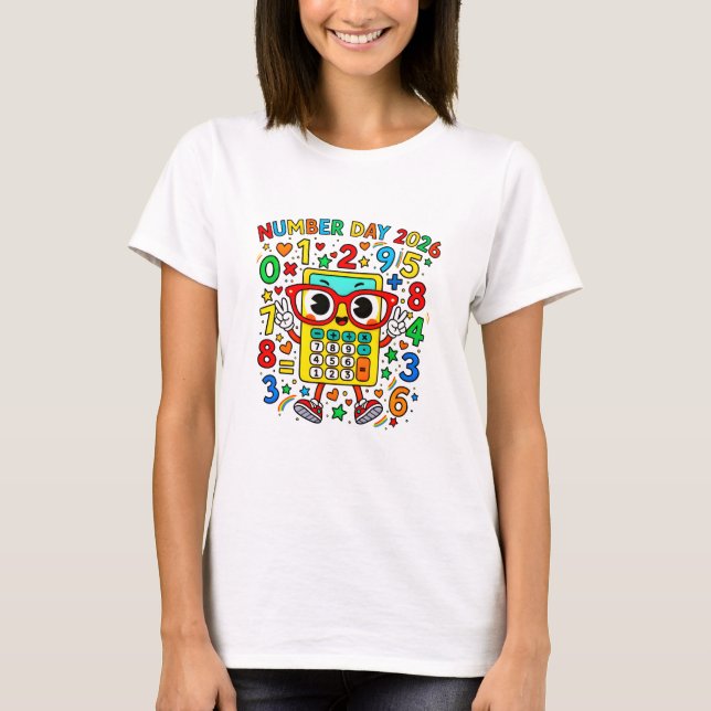 Number Day 2026 Cute Maths Calculator T Shirt (Front)