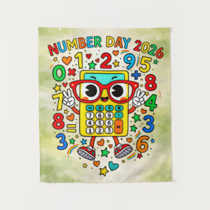Number Day 2026 Cute Maths Poster for Kids Tapestry