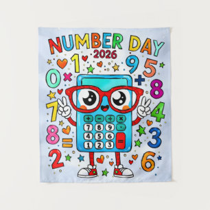 Number Day 2026 Cute Maths Poster for Kids Tapestry