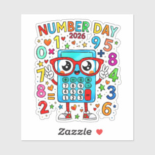 Number Day 2026 Cute Numbers Sticker for Kids