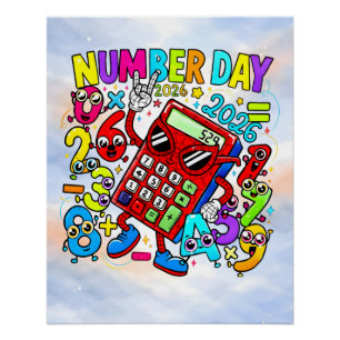 Number Day 2026 Fun Maths Sticker for Kids Poster