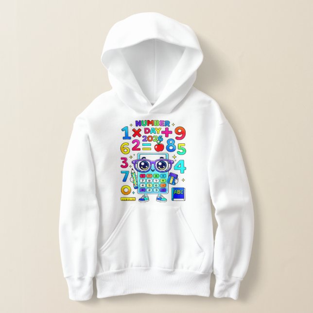 Number Day Colorful Calculator Math Hoodie (Laydown)