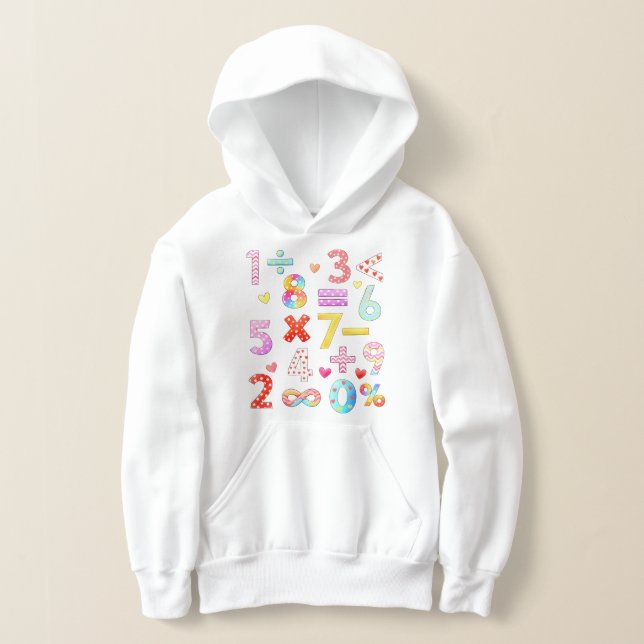 Number Day Colorful Math Symbols Hoodie (Laydown)
