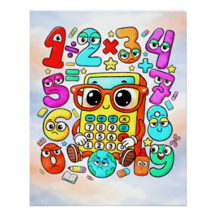Number Day Cute Calculator Math Design Poster