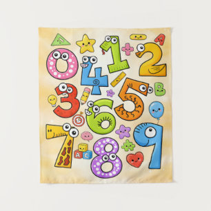 Number Day Cute Cartoon Numbers Design Tapestry
