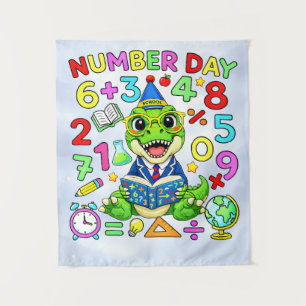 Number Day Dinosaur Math Design for Kids Tapestry