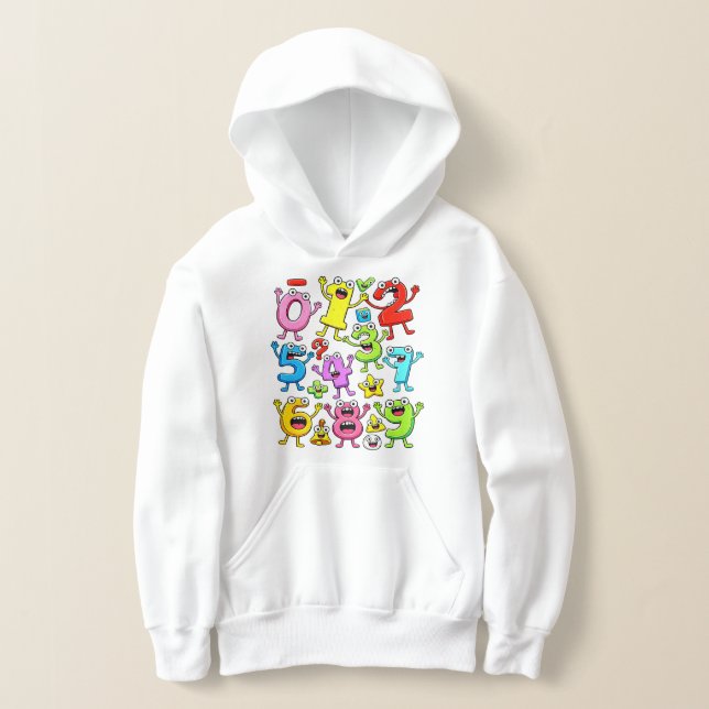Number Day Funny Cartoon Numbers Hoodie (Laydown)