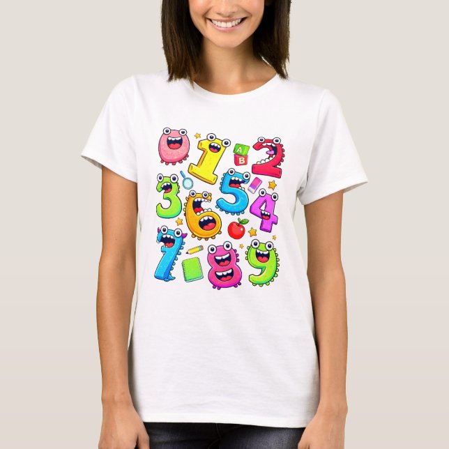Number Day Funny Cartoon Numbers T Shirt (Front)