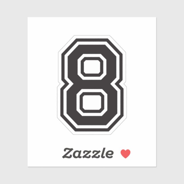 Number eight 8 sports college font sticker (Sheet)