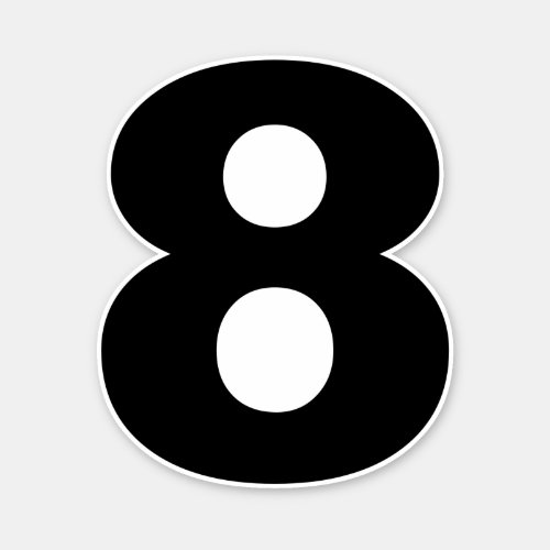 Number Eight Black and White Sticker