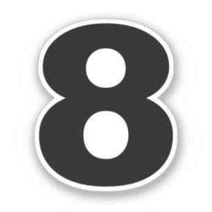 Number Eight Black and White Sticker