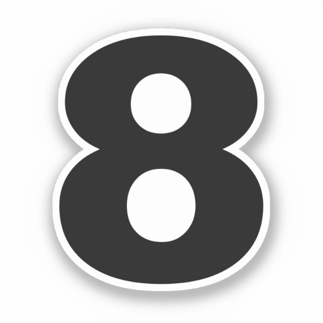 Number Eight Black and White Sticker (Front)