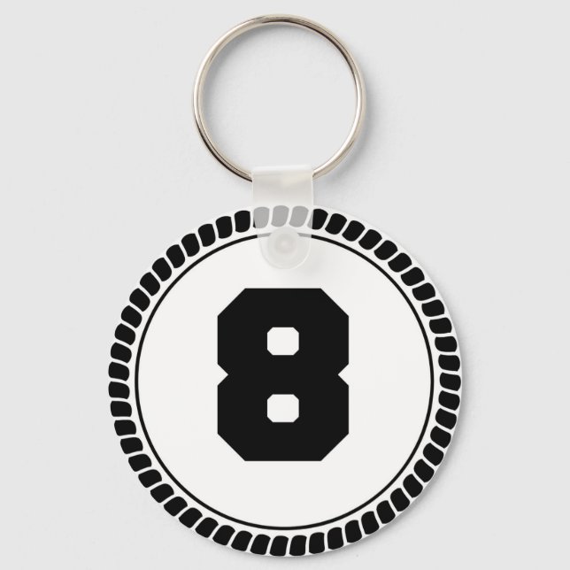 Number eight circle keychain (Front)
