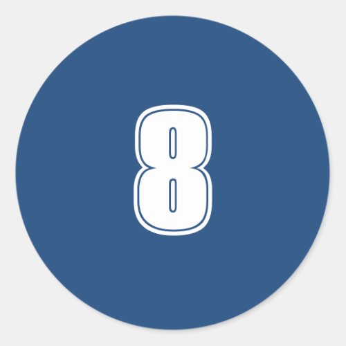Number Eight planning supplies simple 8 navy white Classic Round Sticker