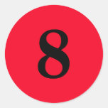Number Eight planning supplies simple 8 red black Classic Round Sticker