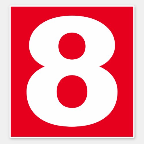 Number Eight Red and White Sticker