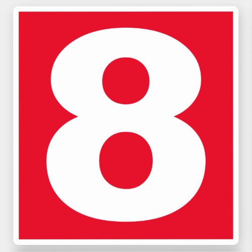Number Eight Red and White Sticker