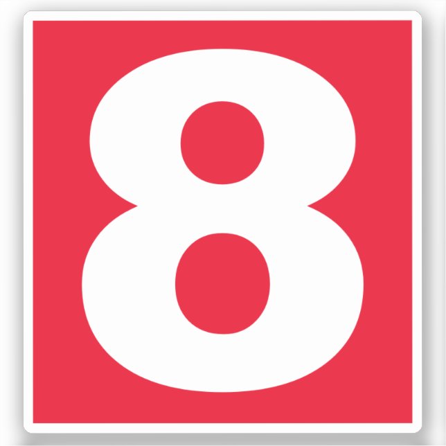 Number Eight Red and White Sticker (Front)