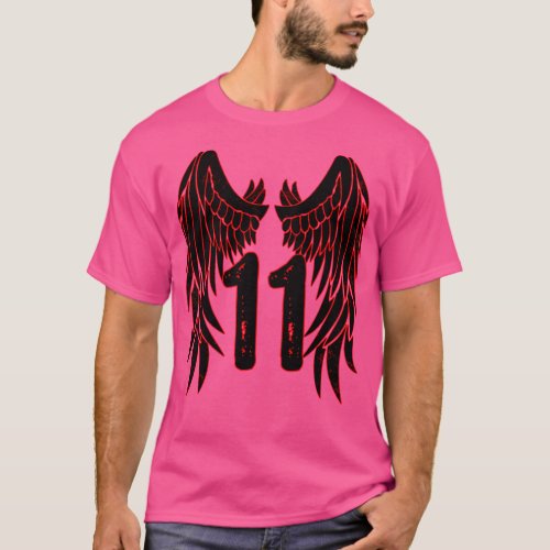Number Eleven Angel Wings T_Shirt