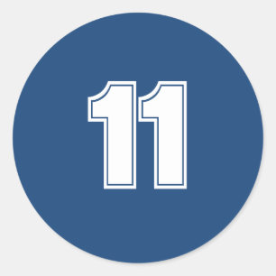 Number Eleven planning supplies 11 navy white Classic Round Sticker