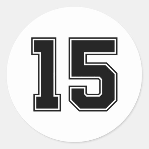 Number Fifteen 15 Sport Font Classic Round Sticker