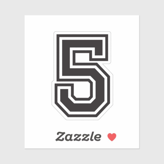 Number five 5 sporty college font sticker (Sheet)