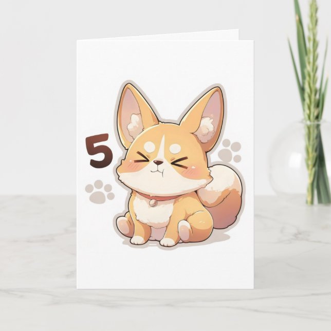 Number Five Anime Dog Holiday Card (Front)