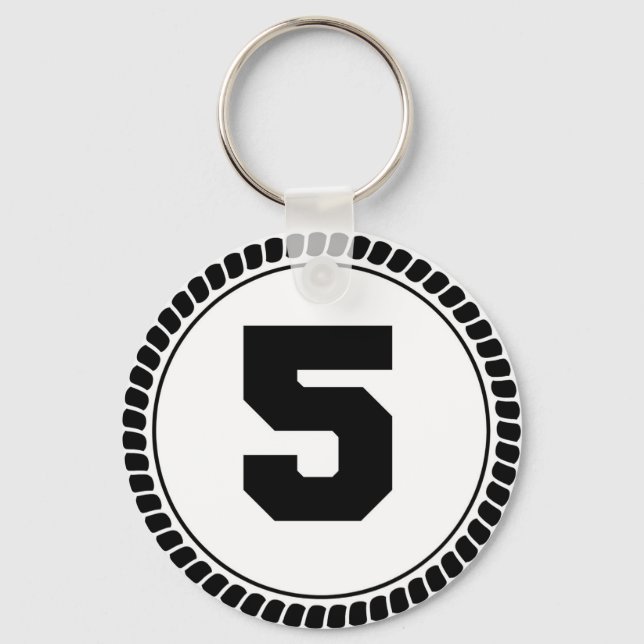 Number Five Circle Keychain (Front)