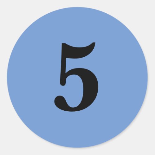 Number Five planning supplies simple 5 blue black Classic Round Sticker