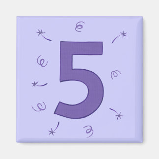 Number Five Purple Stars Ribbons Sparklers Magnets