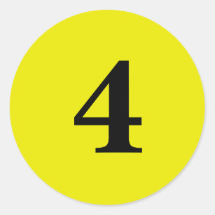 Number Four planning simple 4 yellow black Classic Round Sticker