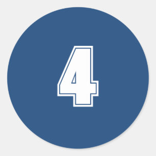Number Four planning supplies simple 4 navy white Classic Round Sticker