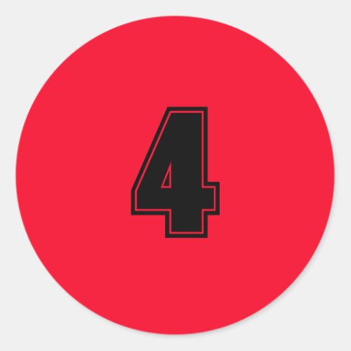 Number Four planning supplies simple 4 red black Classic Round Sticker