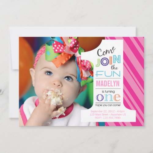 Number Fun FIRST BIRTHDAY invitation