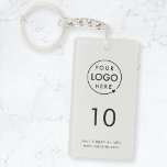 Number | Gray Logo Business Hospitality Property Keychain<br><div class="desc">A simple custom silver gray business template in a modern minimalist style which can be easily updated with your company logo, room number and text. The perfect design for a hotel, motel, guest house, bed and breakfast, hospitality setting or to label the keys in your office building. The pIf you...</div>
