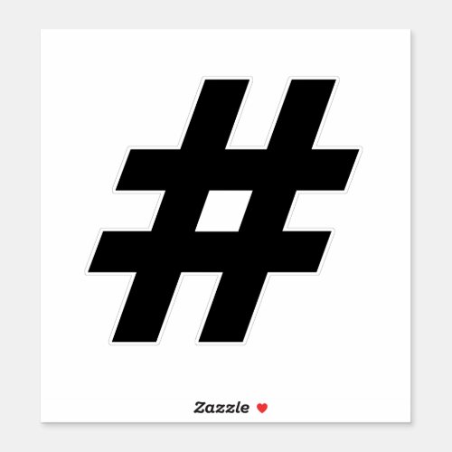 Number Hashtag Black and White Sticker