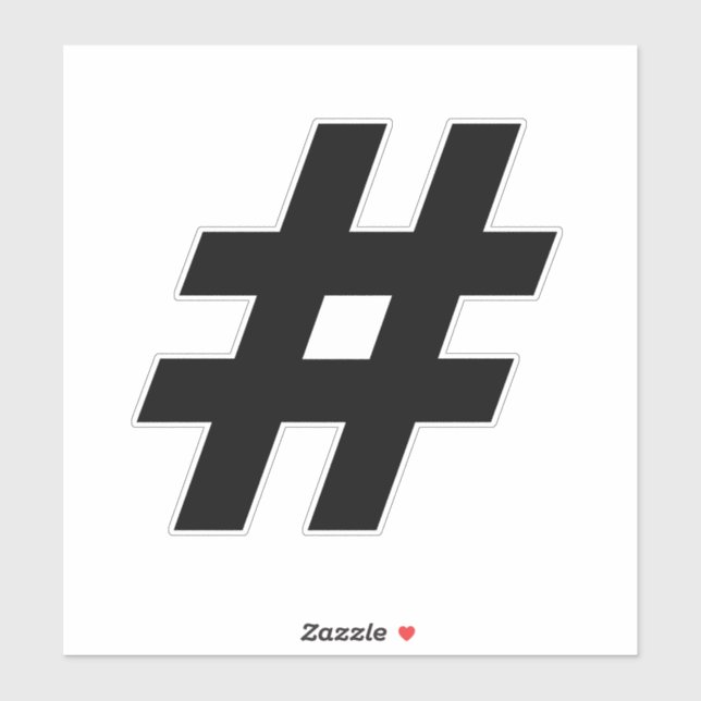 Number Hashtag Black and White Sticker (Sheet)