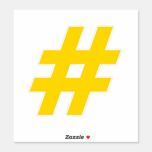 Number Hashtag Gold and White Sticker