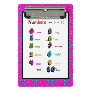 Number learning for kids mini clipboard