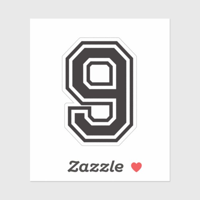 Number nine 9 sports college font sticker (Sheet)
